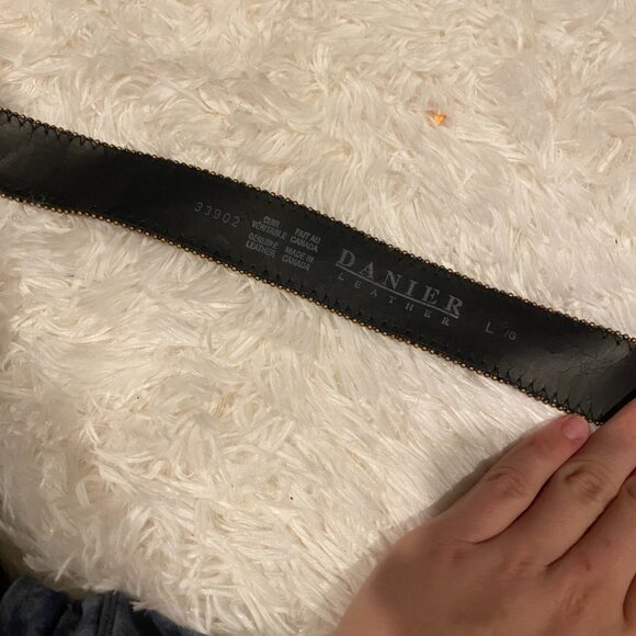 Vintage Danier Leather Genuine Rhinestone Gemstone Belt & Belt Buckle - Picture 4 of 5